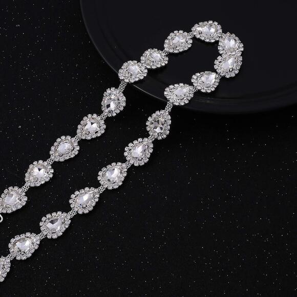 8953 Rhinestone Crystal Wedding Sash Handmade Bridal Belt Headband